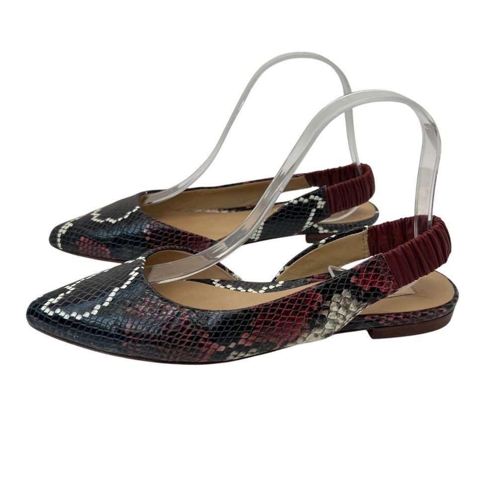 Sz 7m Antonio Melani Sling Back Snakeskin Print all Leather Shoes - Picture 6 of 14